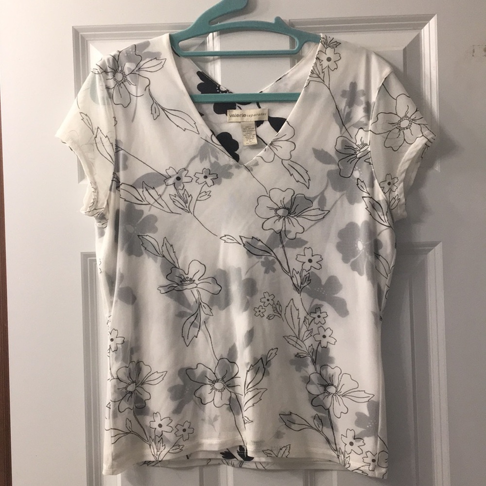 Black and white floral top